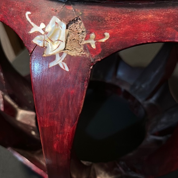 Rosewood Mother of Pearl inlay Chinese Drum Stool 1950’s-70’s - Picture 3 of 16